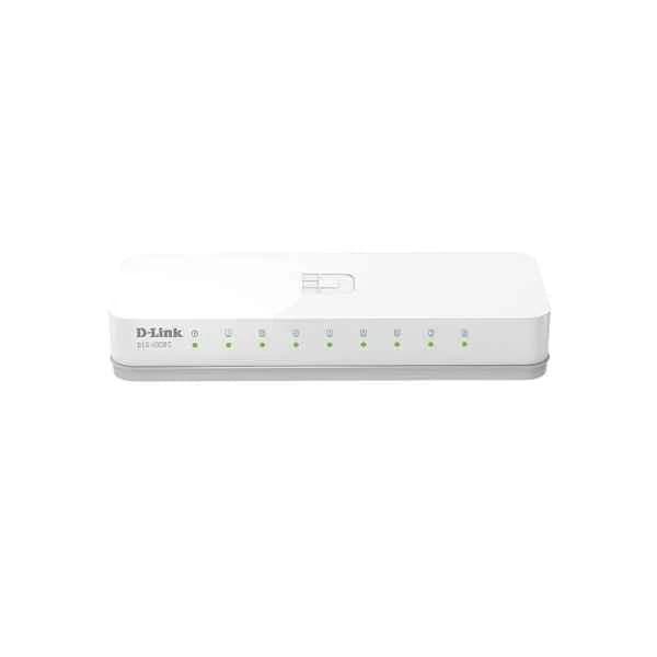 D-Link Ports: 8 100M electrical ports, switching capacity: 1.6G, packet forwarding rate: 1.19M, size: 128x71x27mm plastic case, power supply: 5V/0.6A external power supply, non-network management switch