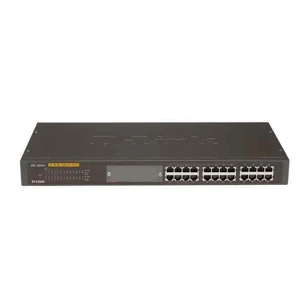 des-1024r d-link ports: 24 100m electrical ports, backplane bandwidth: 4.8g, packet forwarding rate: 3.6m, size: 440x140x44mm (iron case), standard rack type, power supply: ac 100-240v built-in power supply, non-network management switch