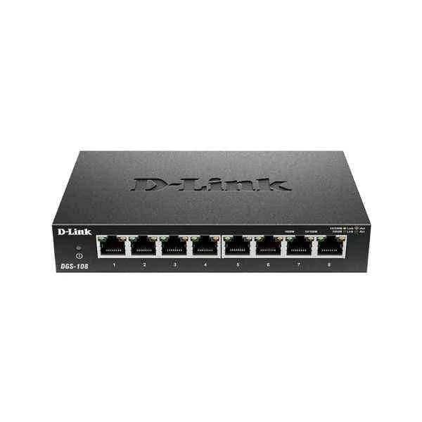 D-Link Ports: 8 Gigabit electrical ports, backplane bandwidth: 16G, packet forwarding rate: 11.9M, size: 162x102x28mm (6.4 inches, iron case), desktop type can be wall-mounted, power supply: DC 5V/1A external power supply, non-network management switch
