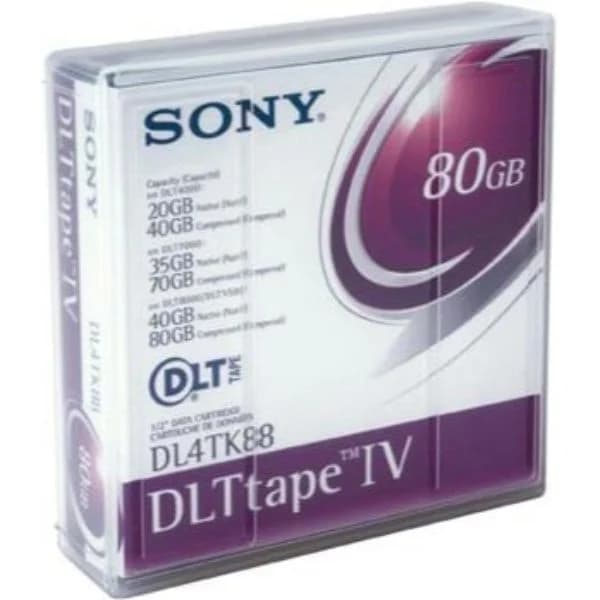 dl4tk88 sony dlt iv 40/80 tapes
the sony dlt iv utilizes mp (metal particle) technology as it effectively backs up large volumes of mission-critical data. with a native capacity of 40gb and compressed capacity of 80gb, the dlttape™ offers high capacity storage.