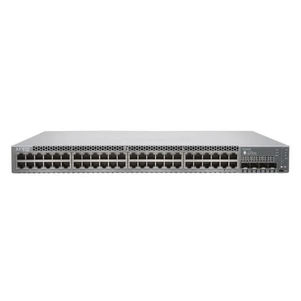 ex3400-48t-afi ex3400 48-port 10/100/1000baset, 4 x 1/10g sfp/sfp+, 2 x 40g qsfp+, redundant fans, back-to-front airflow, 1 ac psu jpsu-150-ac-afiincluded (optics sold separately)