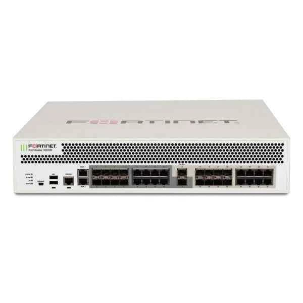 fg-1000d fortinet fg-1000d, 2 x 10ge sfp+ slots, 16 x ge sfp slots, 16 x ge rj45 ports, 2 x ge rj45 management ports, spu np6 and cp8 hardware accelerated, 1 x 256gb ssd onboard storage, dual ac power supplies