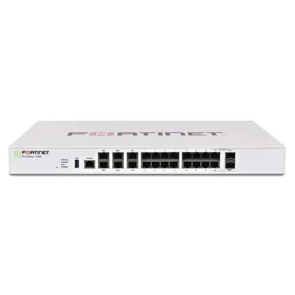 Fortinet FG-100E, 20 x GE RJ45 ports (including 2 x WAN ports, 1 x DMZ port, 1 x Mgmt port, 2 x HA ports, 14 x switch ports), 2 x Shared Media pairs (Including 2 x GE RJ45 ports, 2 x SFP slots). Max managed FortiAPs (Total / Tunnel) 64 / 32