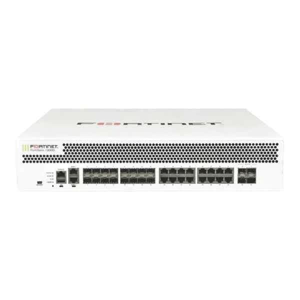 fg-1200d fortinet fg-1200d 4 x 10ge sfp+ slots, 16 x ge sfp slots, 18 x ge rj45 ports (including 16 ports, 2 x management/ha ports), spu np6 and cp8 hardware accelerated, 240gb ssd onboard storage, dual ac power supplies