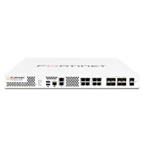 fg-501e fortinet fg-501e, 2x 10 ge sfp+ slots, 10x ge rj45 ports (including 1x mgmt port, 1x ha port, 8x switch ports), 8x ge sfp slots, spu np6 and cp9 hardware accelerated, 2x 240 gb onboard ssd storage