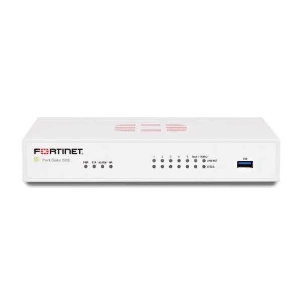 Fortinet FG-50E, 7 x GE RJ45 ports (Including 2 x WAN port, 5 x Switch ports), Max managed FortiAPs (Total / Tunnel) 10 / 5