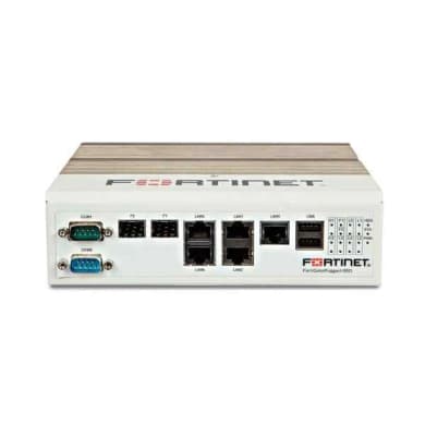 FortiGateRugged-90D, Ruggedized, 5 x GE RJ45 Switch ports (Including 1x Pair GE Bypass RJ45 ports), 2 x GE SFP slots, 2x DB9 Serial/Console. Dual power input.