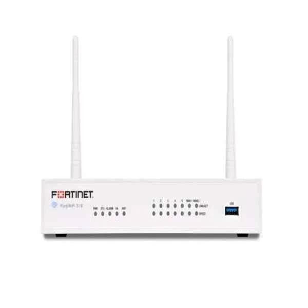 7x GE RJ45 ports (including 2x WAN ports, 5x Switch ports), Wireless (802.11a/b/g/n), 32 GB SSD onboard storage, maximum managed FortiAPs (Total / Tunnel) 10 / 5