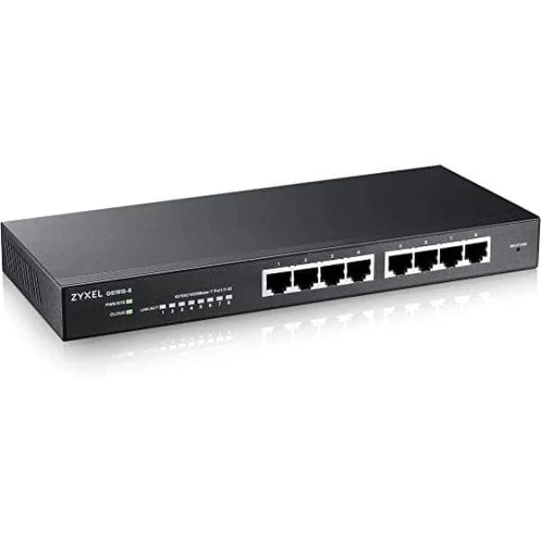 Zyxel GS1915-8EP, 8-port GbE Smart hybrid mode Switch, standalone or NebulaFlex Cloud, desktop, fanless