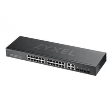 GS1920-24v2, 28 Port Smart Managed Switch 24x Gigabit Copper and 4x Gigabit dual pers., hybrid mode, standalone or NebulaFlex Cloud