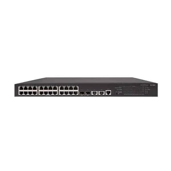 H3C S5130S-28S-HPWR-EI L2 Ethernet Switch with 24*10/100/1000BASE-T PoE+ Ports(AC 370W,DC 740W), 4*100/1000BASE-X SFP Combo Ports, and 4*1G/10G BASE-X SFP Plus Ports,(AC/DC)