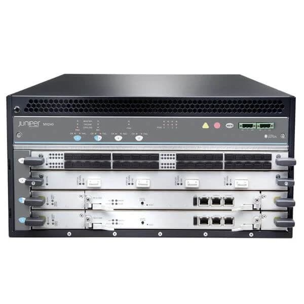mx240base-dc mx240 4 slot base chassis with 1 fan tray, 1 dc power supply, 1 scb