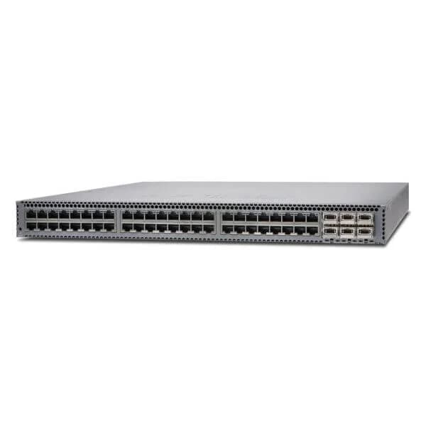 QFX5100, 48 100M/1G/10G Base-T, 6 QSFP ports, redundant fans, redundant power supplies, PSU to built in port air flow.