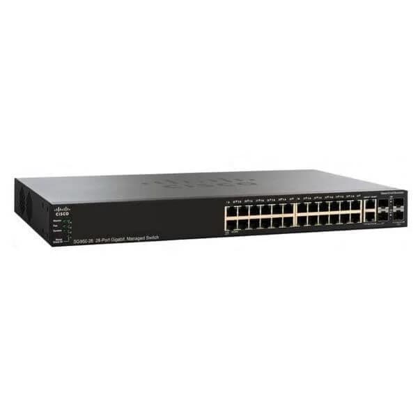 SG350-28-K9-EU | 8 SFP Gigabit slots, 2 Gigabit copper/SFP combo