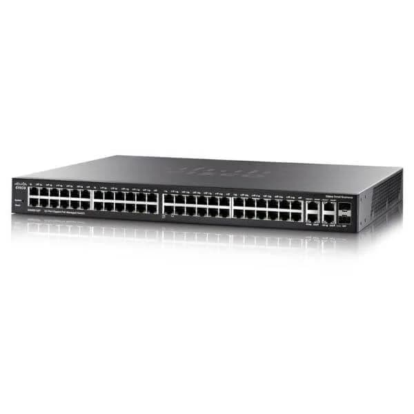 SG350-52P | 48 10/100/1000 ports, 2 Gigabit copper/SFP combo + 2 SFP ports
