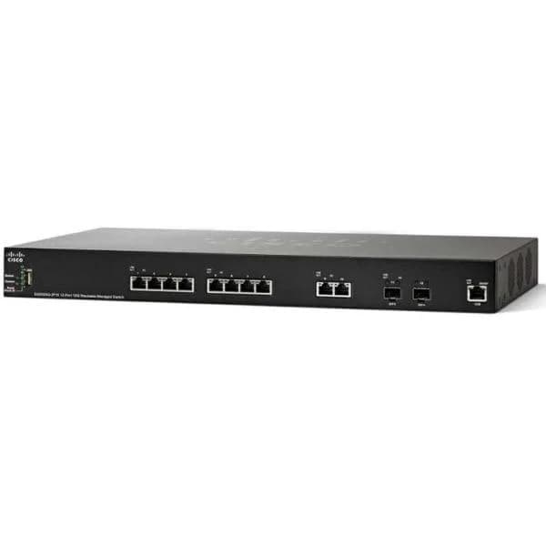 sg350xg-2f10 10 x 10 gigabit ethernet 10gbase-t copper port, 2 x 10 gigabit ethernet sfp+ (dedicated), 1 x gigabit ethernet management port