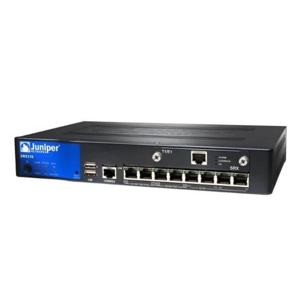 srx210he2-poe srx210 services gateway with 1 mini-pim slot, 2 gb dram, 2 gb nand flash memory, and 4 power over ethernet (poe) ports