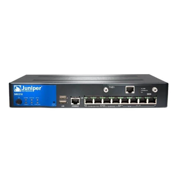 SRX210 Services Gateway with 1 Mini-PIM slot, 2 GB DRAM, and 2 GB NAND Flash memory