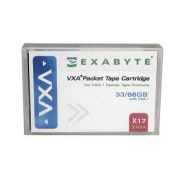 Exabyte VXA X17 Data Cartridge 170 Meter
VXA X17 170 meter Tape by Exabyte is the X-tape variant of its predecessor VXA V17 and therefore boasts all of its advanced specifications and more.

Skilfully engineered to precision using Advanced Metal Evaporated (AME) technology, the tape features a native storage capacity of 60 GB, a compressed storage capacity of 120 GB, 170-meter length, and is compatible with all types of VXA-1 and VXA-2 drive formats.
The double coating of tape makes it naturally resistant to moisture, dust, and oxidation, so you can rest assured that no matter how harsh the conditions, the tape will efficiently store, restore and transfer your data records.