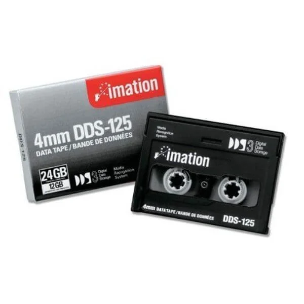 Imation 4mm DDS-3, 12/24GBThe Imation DDS3 12/24 offers the perfect blend of efficiency, durability, and versatility.Ideal for daily data backups and data recall efforts, the DDS3 Imation offers 12 GB of native capacity and 24 GB of compressed capacity.