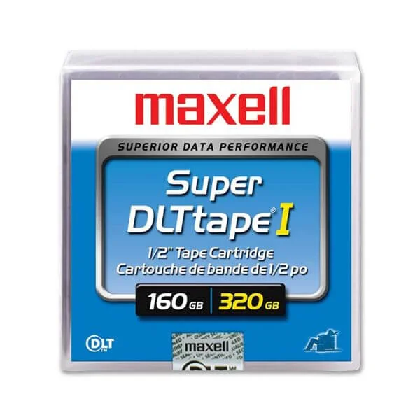 Maxell SDLT (160/320) GB Tapes
The Maxell SDLT 160/320 GB tape provides an excellent format for storing massive amounts of valuable data.

Featuring 160 GB of native storage and 320 GB of compressed data, the SDLT Maxell offers unsurpassed reliability, efficiency, and durability.
You can be sure that your most important data is safe for years to come.
Rated at 1,000,000 tape passes, the Maxell SDLT comes equipped with a patented ceramic coated metal particle tape that can last for 30 years and more.
These new Maxell SDLT tapes are an exceptional by for organizational seeking to store large amounts of data for years to come.
The Maxell SDLT 1 tape cartridge is compatible with all SDLT tape drives by all manufacturers and offers transfer speeds of 16 MB/s (native) and 32 MB/s (compressed).