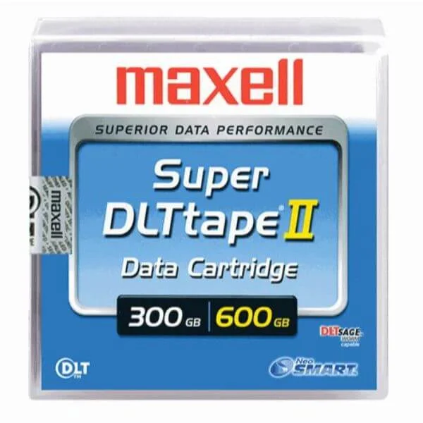 Maxell Super DLTII, (SDLT2) 300/600GB # 183715
The Maxell SDLT offers the perfect solution for organizations seeking to regularly store large amounts of valuable data.

The SDLT2 300/600 GB was developed utilizing cutting-edge technologies for securing data for decades at a time.
Featuring 300 GB native capacity and 600 GB compressed capacity, the SDLT 2 allows for tons of data to be stored and recalled in a short amount of time.
Rigorous testing has revealed that SDLT 2 Maxell tapes can last for 30 years and more if stored within a stable environment.
The Maxell SDLT 2 is compatible with DLT disk drives from all manufacturers and offer fast data transfer rates for quick backups and data recall efforts.