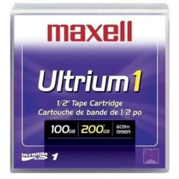 Maxell LTO1 183800 (100GB/200GB)
The Maxell LTO1 offers a total of 1000MB uncompressed capacity and 2000MB compressed capacity (100MB uncompressed capacity per individual tape and 200MB compressed capacity per individual tape).