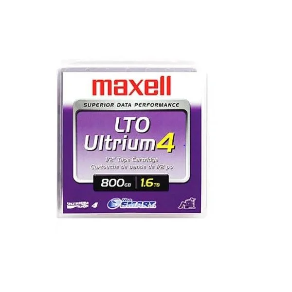 Maxell LTO Ultrium-4 Data Tape Cartridge (800GB/1600GB)
Maxell's LTO 4 data tapes hold twice the capacity of the LTO 3 with up to 1.6TB and has a 50% faster transfer rate of 240MB per second.

It features new encryption capabilities to safely transfer and store sensitive information.
Maxell's LTO 4 tapes go through extensive testing to confirm interchange compatibility with other media.
LTO Ultrium products are then 100% compatible with previous generations of Maxell LTO media and drives.
It is able to perform 250 back-ups and is backwards compatible with LTO 2 and LTO 3 data cartridges only.