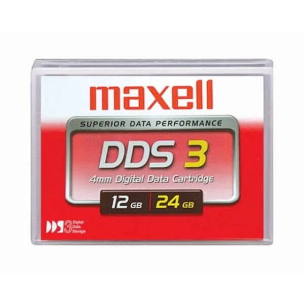 Maxell 4mm DDS-3, 12/24GB
The Maxell DDS3 12/24 is an excellent product for securing your valuable data.

Perfect for performing regular data backups, the DDS3 Imation offers 12 GB of native capacity and 24 GB of compressed capacity.