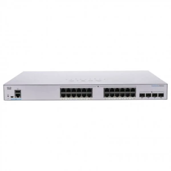 Cisco Business 250 Switch, 24 10/100/1000 PoE+ ports with 370W power budget, 4 Gigabit SFP