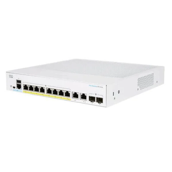 Cisco Business 250 Switch, 8 10/100/1000 PoE+ ports with 67W power budget, 2 Gigabit copper/SFP combo ports