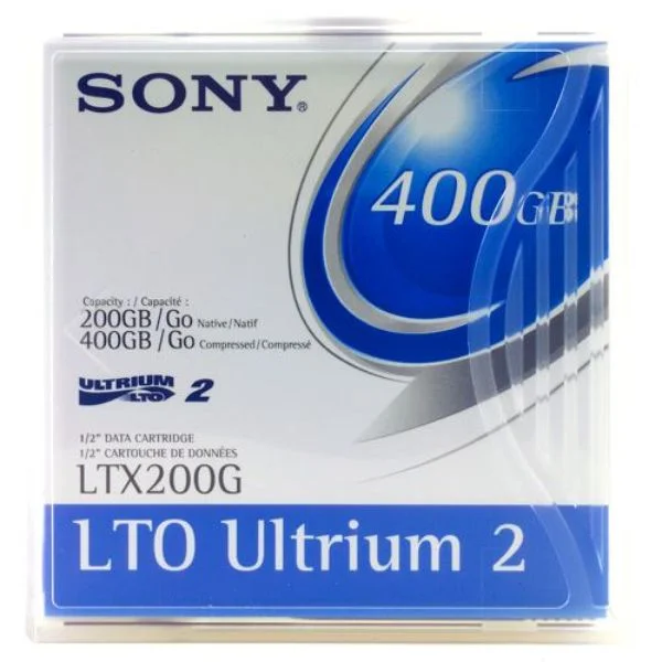 Sony LTO2 LTX200G (200GB/400GB) - LTX200G
The Sony LTO2 LX200G offers the ultimate in data storage technology with each tape providing 200GB of native storage capacity and 400GB of compressed storage capacity. The LTO-2 Sony is also developed to last for 30 years and more and its Sony servo-writer minimizes tracking errors and improves writing and reading accuracy.

With its 40MB uncompressed and 80MB compressed transfer rate, data can be efficiently backed up and retrieved at any given moment.
Its high-quality design is ideal for organizations that must comply with industry regulations set forth by the SEC, HIPAA, Sarbanes-Oxley, SOX, and others.
The Sony brand offers dependability, precision, and reliability with its LTO-2 tape cartridge.
Fully compatible with all Ultrium 2 tape drives, the Sony LTO-2 is an excellent choice for organizations of all sizes.