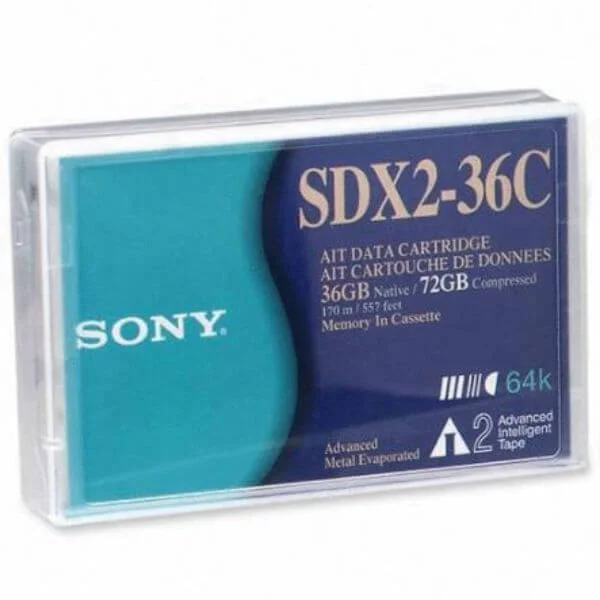 Sony AIT- 2 36 GB Tapes
The Sony AIT-2 SDX2-36C data cartridge is an exceptional technology for organizations seeking to secure their most important data. Compatible with AIT-2, AIT-2 Turbo, AIT-3, and AIT-4 (read mode only) drives