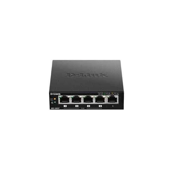 D-Link Ports: 4 100M PoE electrical ports +1 100M electrical ports, backplane bandwidth: 1G, packet forwarding rate: 0.744M, PoE power: single port maximum 30W/ whole machine maximum power 58W, power supply: AC 100-240V external Power supply, size: 100 x 100 x 27mm (3.9 inches, iron case), desktop type, non-managed PoE switch