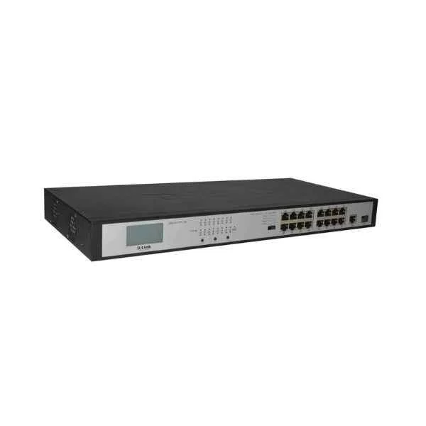 D-Link Ports: 16 100M PoE electrical ports + 1 Gigabit photoelectric combination port, backplane bandwidth: 5.2G, packet forwarding rate: 3.9M, PoE power: single port maximum 30W/ whole machine maximum 240W, power supply: AC 100-240V Built-in power supply, size: 440x208x44mm (iron case), standard rack type, non-network management PoE switch, port 6KV lightning protection, support standard switching/network cloning/one-key Vlan/extension mode switch, LCD display PoE status
