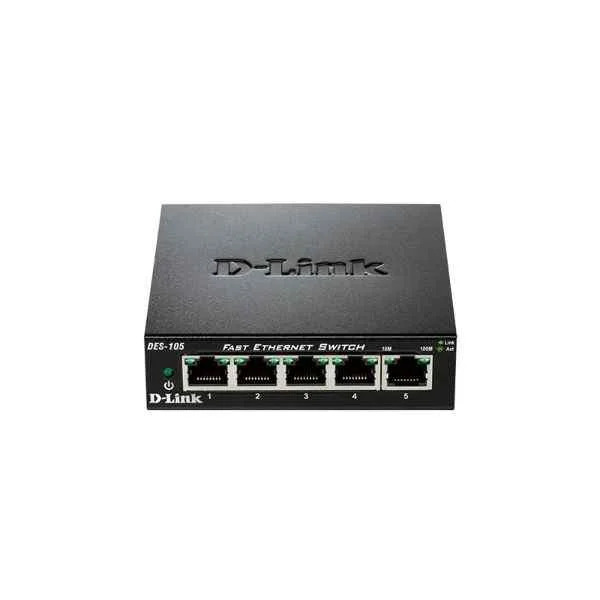 D-Link Ports: 5 100M electrical ports, backplane bandwidth: 1G, packet forwarding rate: 0.74M, size: 100x98x28mm (3.9 inches, iron case), power supply: DC 5V/0.55A external power supply, wall-mounted, non-network management switch