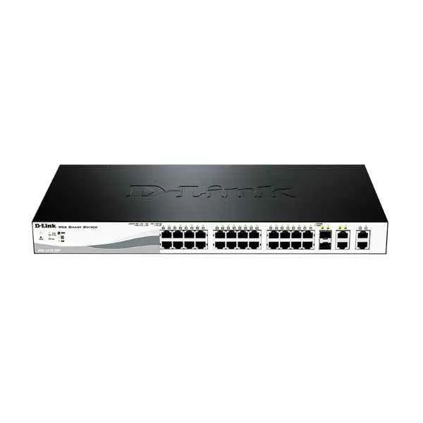 D-Link 24 100M electrical ports + 2 Gigabit electrical ports + 2 Gigabit photoelectric combined ports, switching capacity: 128G, packet forwarding rate: 9.43M, Smart switch, desktop type (with long ears can be installed on the rack), iron Shell, support Web, SNMP management
