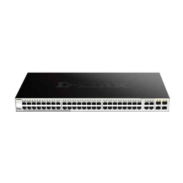 D-Link 48 100M electrical ports + 2 Gigabit electrical ports + 2 Gigabit photoelectric combined ports, switching capacity: 128G, packet forwarding rate: 13.1M, Smart switch, rack type, iron shell, support Web, SNMP management