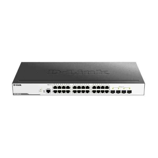 D-Link 24 Gigabit electrical ports + 4 Gigabit optical ports, switching capacity: 336G/3.36T, packet forwarding rate: 51Mpps/126Mpps, managed switch, support DHCP server, rack mount