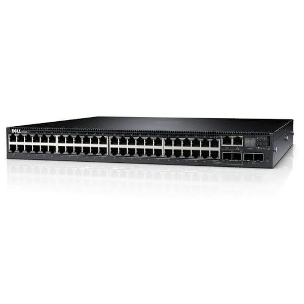 Dell Networking N3048, L3, 48x 1GbE, 2xCombo, 2x 10GbE SFP+Fixed port, stack, airflow from IO to PSU, 1x AC PSU
