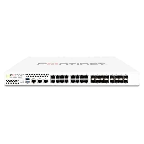 Fortinet FG-301E, 18 x GE RJ45 ports (including 1 x MGMT port, 1 X HA port, 16 x switch ports), 16 x GE SFP slots, SPU NP6 and CP9 hardware accelerated, 2x 240GB onboard SSD storage.