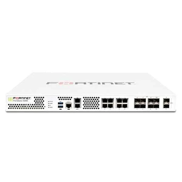 Fortinet FG-500E 2 x 10GE SFP+ slots, 10 x GE RJ45 ports (including 1 x MGMT port, 1 X HA port, 8 x switch ports), 8 x GE SFP slots, SPU NP6 and CP9 hardware accelerated