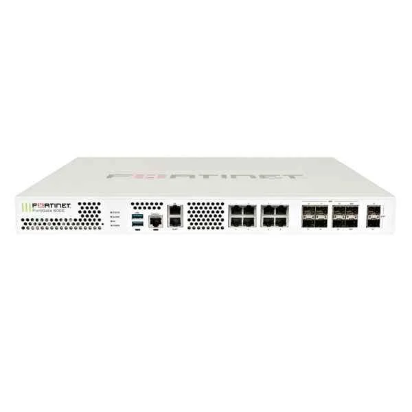 Fortinet FG-600E, 2x 10 GE SFP+ slots, 10x GE RJ45 ports (including 1x MGMT port, 1x HA port, 8x switch ports), 8x GE SFP slots, SPU NP6 and CP9 hardware accelerated