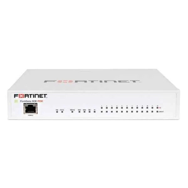 Fortinet FG-80E-POE 16 x GE RJ45 ports (including 2 x WAN ports, 1 x DMZ port, 1 HA port, 12 x PoE ports). Max managed FortiAPs (Total/Tunnel) 32/16