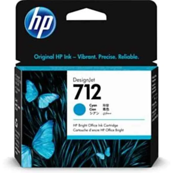 HP 712 29-ml Cyan DesignJet Ink Cartridge - Standard Yield - Dye-based ink - 27 ml - 1 pc(s) - Single pack (3ED67A)