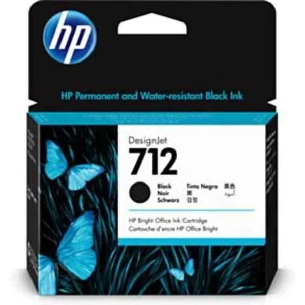 HP 712 80-ml Black DesignJet Ink Cartridge - High (XL) Yield - Pigment-based ink - 80 ml - 1 pc(s) - Single pack (3ED71A)