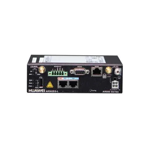 Huawei AR502 Series Industrial Routers, 2 x 10M/100M/1000M Base-T, 1 x Isolated RS232 (DB9 female connector), 1 x Isolated RS485/RS422 (5-pin terminal block connector)