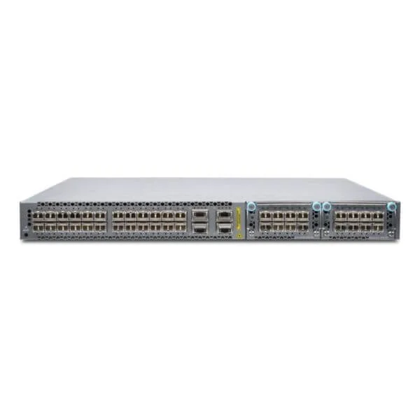 EX4600, 24 SFP+/SFP ports, 4 QSFP+ ports, 2 expansion slots, redundant fans, 2 AC power supplies, back to front airflow