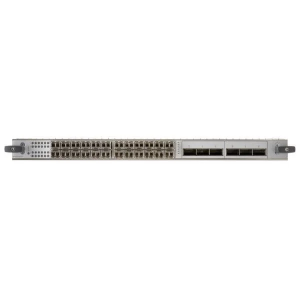 40 x 10GE SFP + port line card, price includes full scale L2/L2.5, reduced scale L3 features, up to 2M routes in the FIB, up to 6M routes in the RIB, and up to 32 L3VPN instances per card, Optics sold separately.