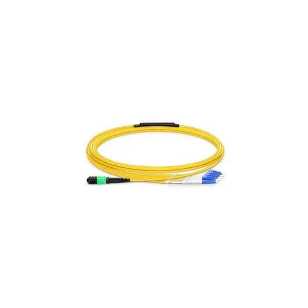 MPO/UPC male-6*LC/UPC duplex, 1M, OM3, 12 Cores, 3.0mm round cable/2.0mm fanout round cable, type A polarization,Fan out 0.6m,LSZH sheath